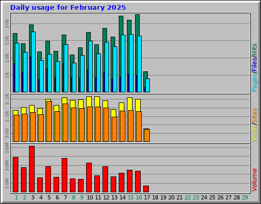 Daily usage for February 2025